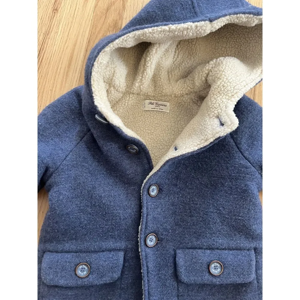 Pili Carrera 1963‎ Kids Blue Wool Sherpa Coat Size 4